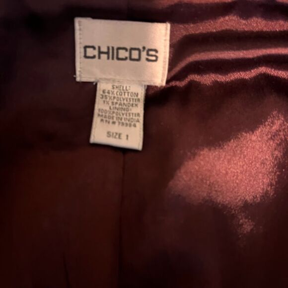Chico’s Jacket M Purple Jacquard Damask Beaded Open Front Dressy Evening Formal* - Picture 3 of 9